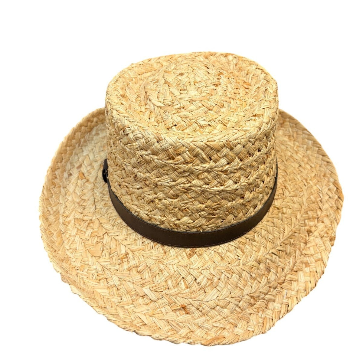 Dorfman Pacific Unisex Natural Straw Hat W/Brown Band Genuine Raffia