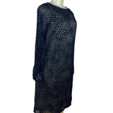 Vintage Mort Schrader Long Sleeve Black Polka Dot Dress With Rhinestone Neckline