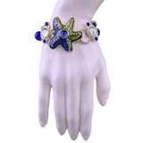 Chicos Womens Blue Green Mixed-Materials Starfish Magnetic Closure Bracelet 