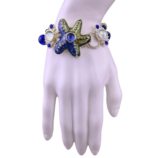 Chicos Womens Blue Green Mixed-Materials Starfish Magnetic Closure Bracelet 