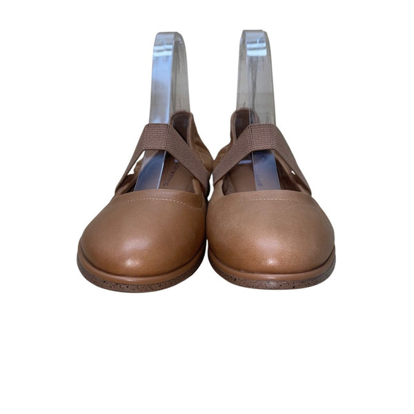 Lucky Brand Women’s Brown Leather Elastic Strap Walnen Ballet Flat Size 8M