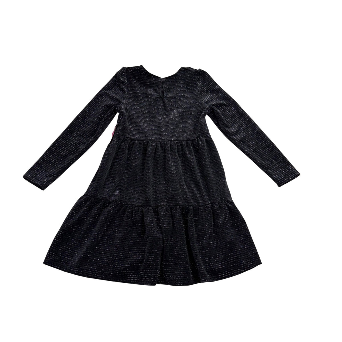 Btween Girls Black Glitter Long-Sleeve Tiered Dress Metallic Size 10
