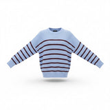 Loft Womens Light Blue & Brown Knit Striped Pullover Sweater Size XL