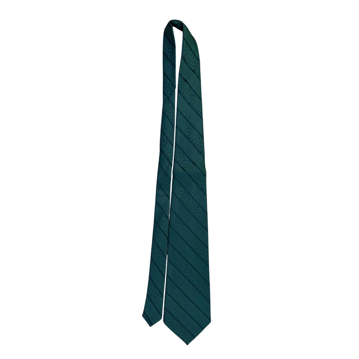 Golden Creation Mens Green Necktie Textured Striped Design 