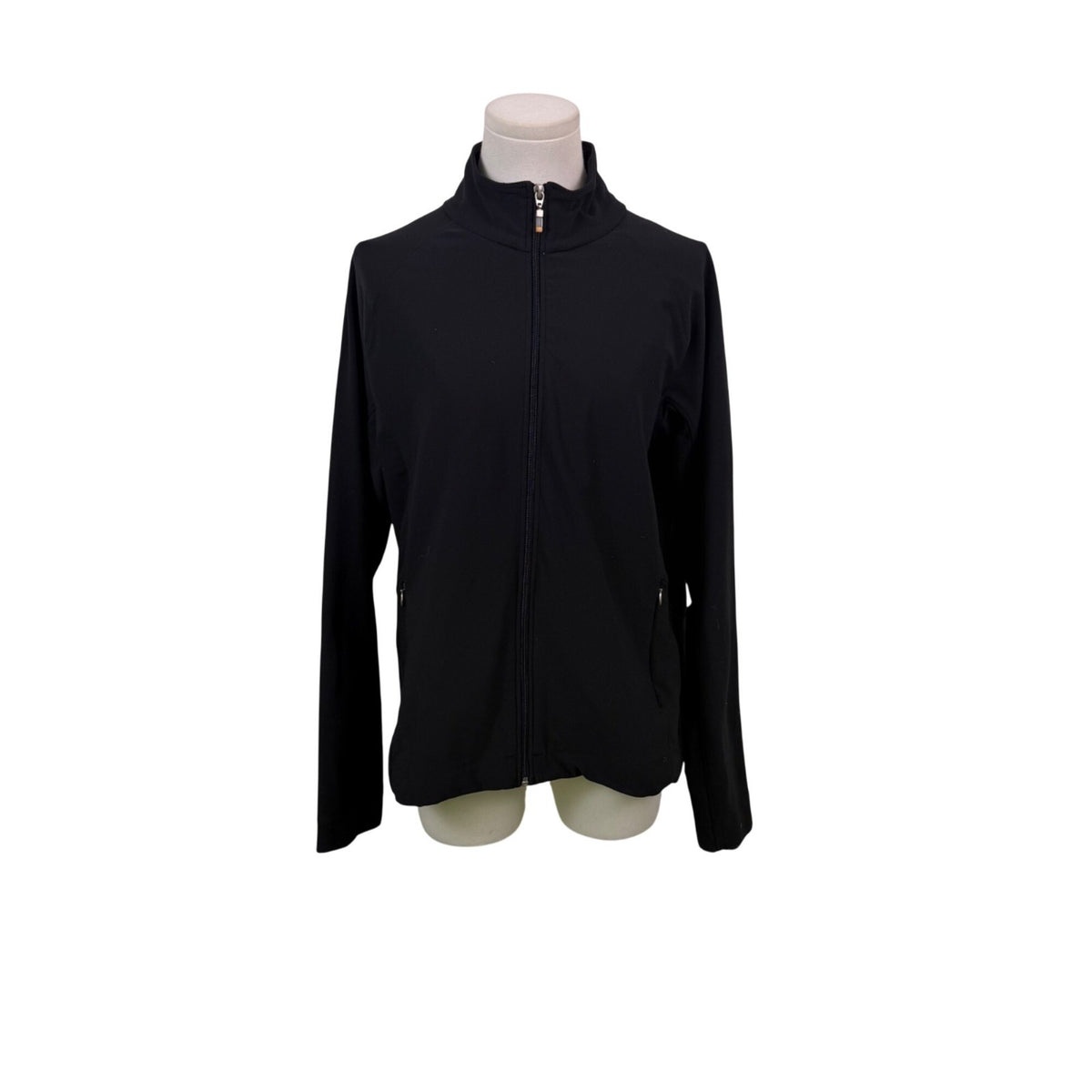 Lucy Womens Black Full-Zip  Jacket Stretch Fabric High Collar With Pockets Sz XL