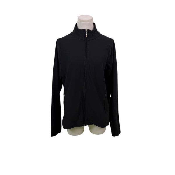Lucy Womens Black Full-Zip  Jacket Stretch Fabric High Collar With Pockets Sz XL