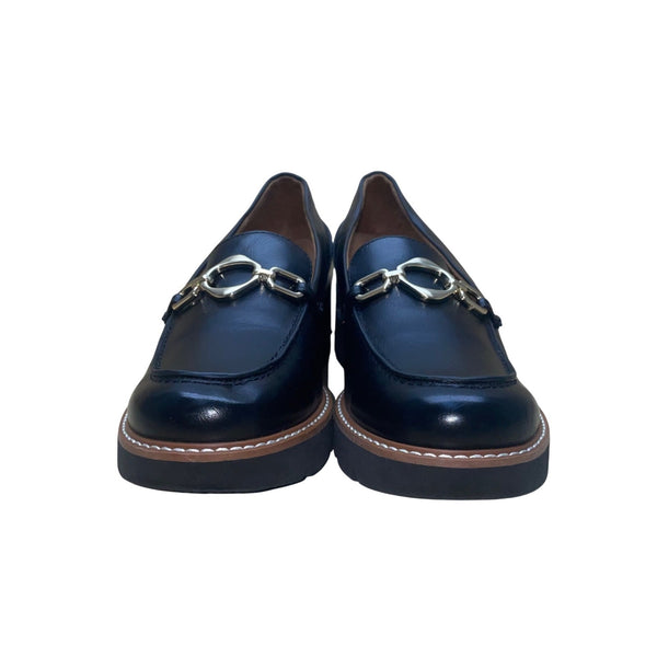 Naturalizer Women’s Black Leather Loafers Slip-On Heeled Semiformal Shoes Sz 7.5