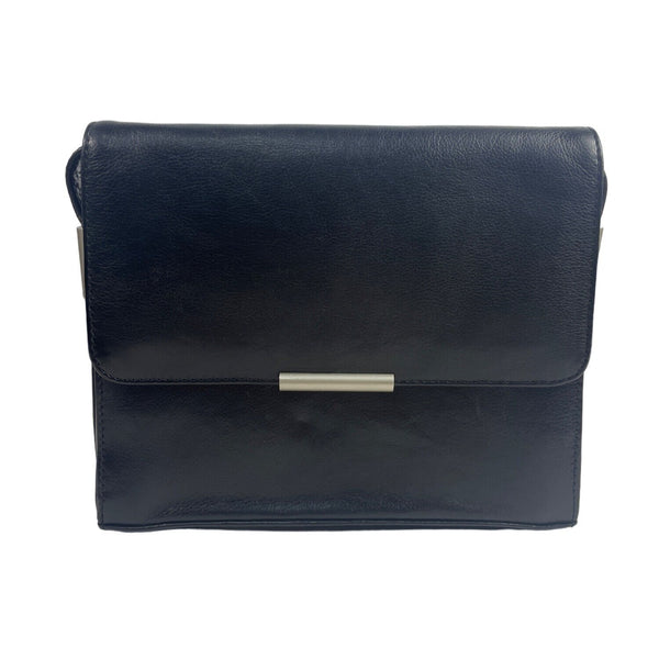 Lgin Women's Black Leather Crossbody Messenger Bag Sz M