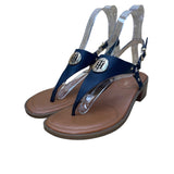 Tommy Hilfiger Women’s Navy Blue Golden Logo Detail Block Heel Sandals Size 9.5