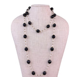 Joan Rivers Womens Black & Clear Lucite Beaded Long Necklace Gold Tone