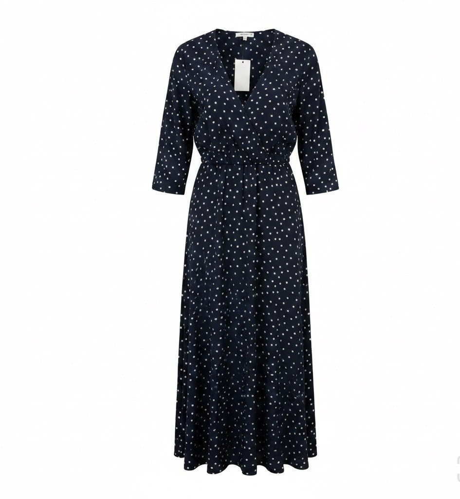 MNG Womens Black Polka Dot Wrap Dress Stylish Lightweight Size M