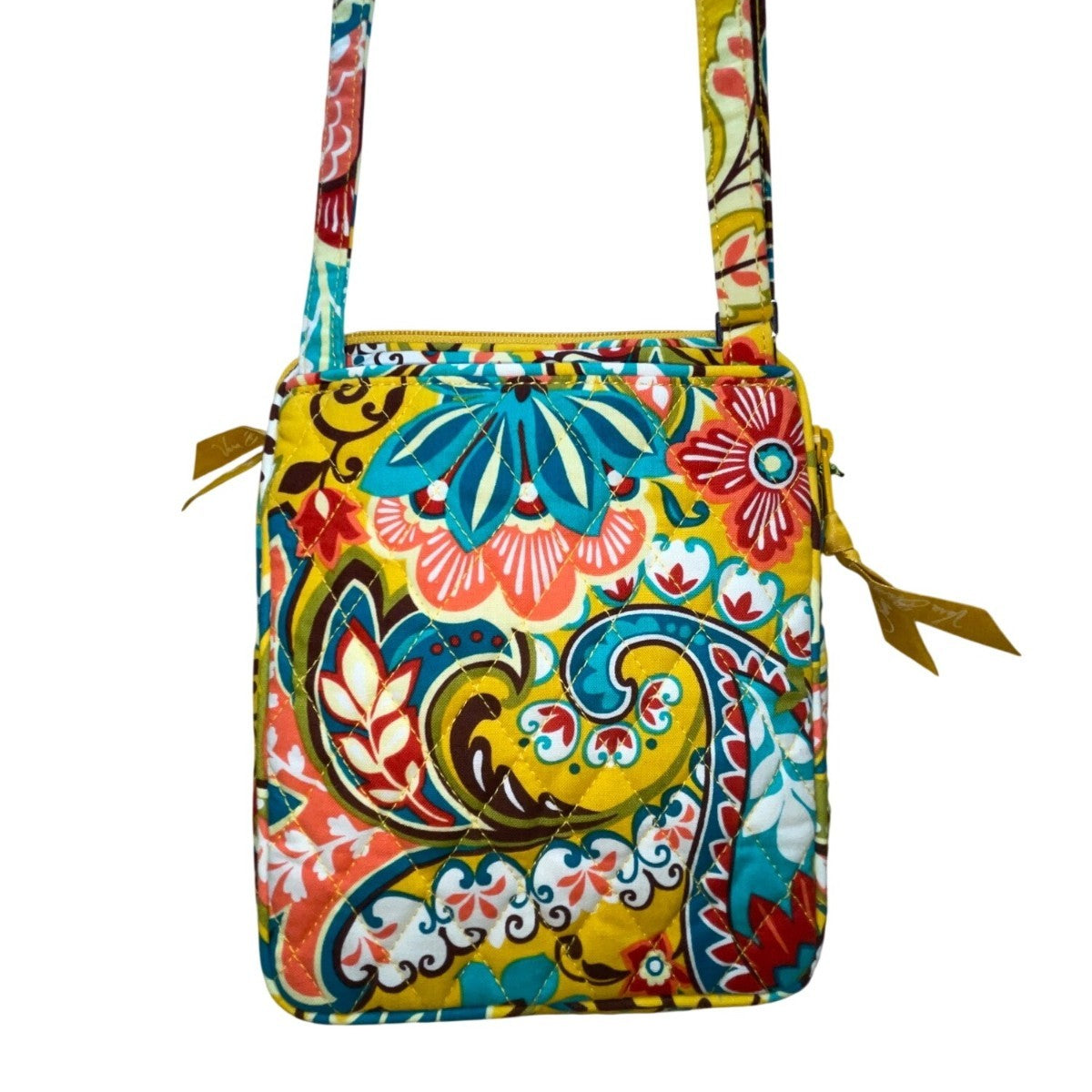 Vera Bradley Women’s Yellow Quilted Adjustable Strap Mini Hipster Crossbody Bag