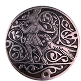 Mma Sterling Silver Round Pin/Pendant Vintage Boy & Dog Art Nouveau Engraving