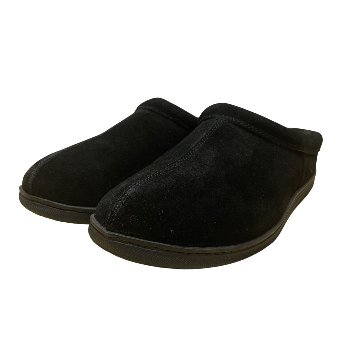 My Slippers Men’s Black Leather Faux Fur Lined Slip-On Clogs Size 13