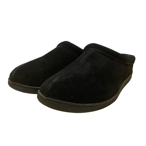 My Slippers Men’s Black Leather Faux Fur Lined Slip-On Clogs Size 13