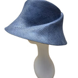 Vtg Nordstrom Blue Straw Hat W/ Pink Floral Accent & Green Ribbon Embellishment