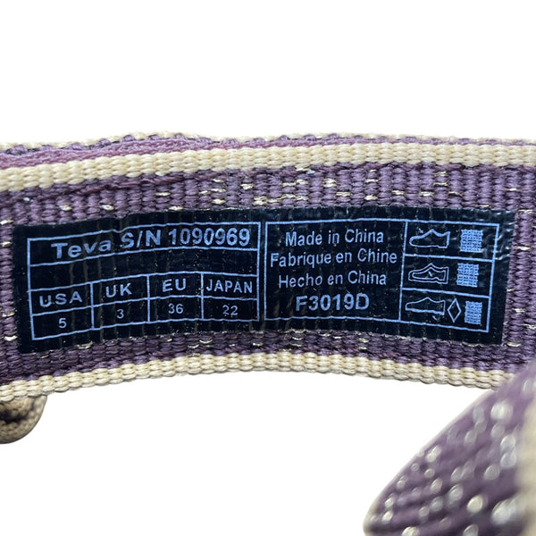 Teva Women’s Purple Textile Black Footbed Adjustable Strappy Sandals Size 5
