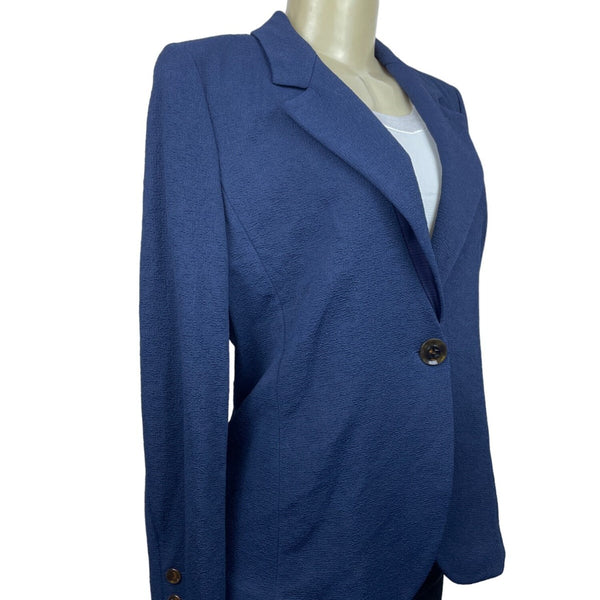 Giorgio Womens Textured Blazer Jacket Size 48 Blue Made In Italy