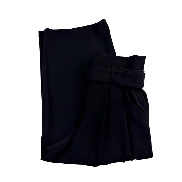 Michael Kors Women Black Wide Leg Belted Cropped Pants Size 6
