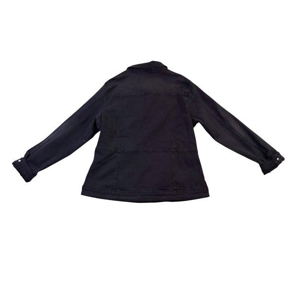 D2 Womens Black Button-Up Studded Denim Jacket Stylish Design Sz M