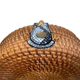 Romeo Roma Women’s Brown Rattan Woven Python Strap Detail Round Crossbody Bag
