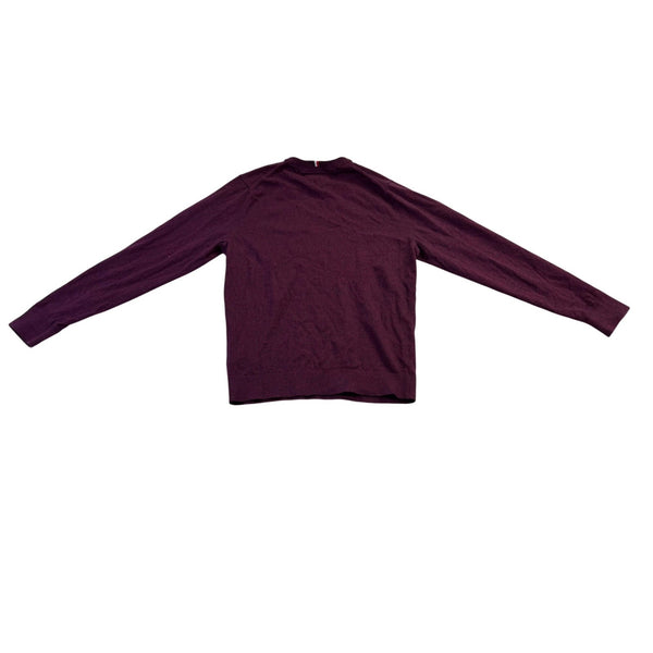 Tommy Hilfiger Mens Burgundy Cotton Cashmere Sweater Soft Knit Pullover Size M 
