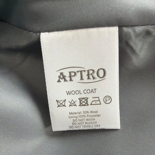 Aptro Womens Gray Wool Blend Double-Breasted Winter Coat Size S