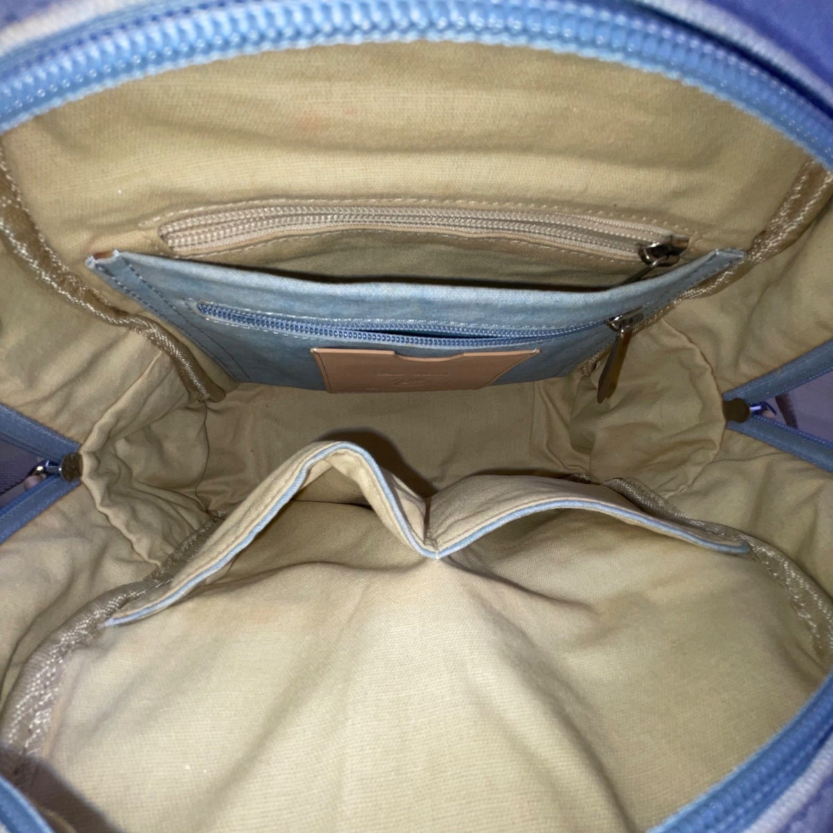Role Model Women’s Blue & Khaki Canvas & Faux Leather Adjustable Straps Backpack