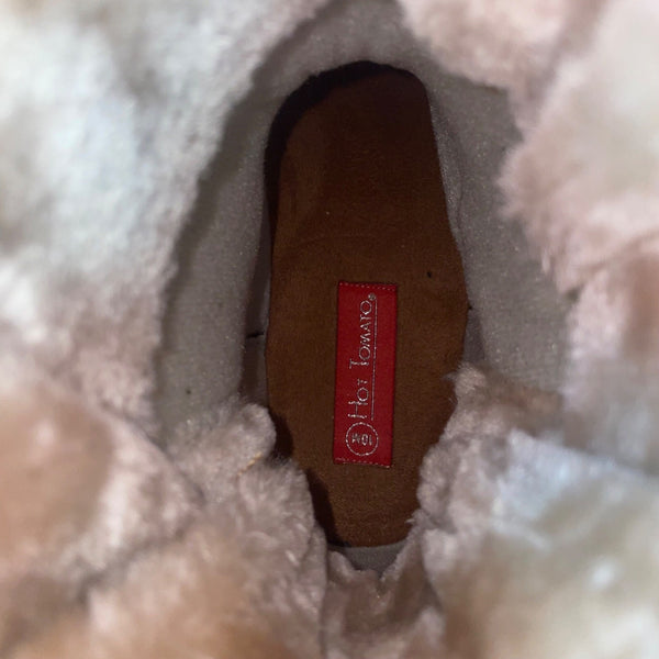 Hot Tomato Women’s Brown Faux Suede & Fur Joanna Back Bow Winter Boots Size 10M