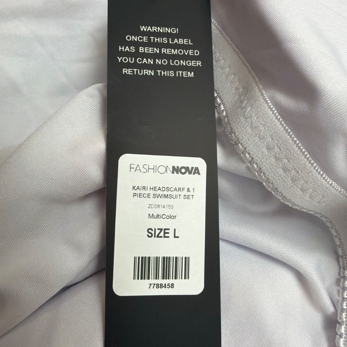 Fashion Nova Womens Multicolor Swimsuit & Headscarf Set Sz Large