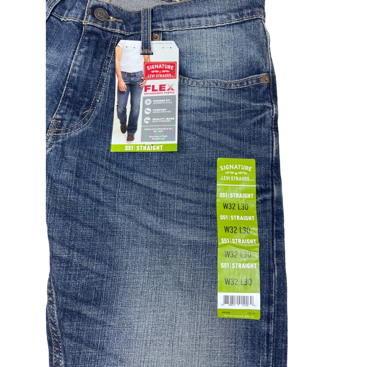 Signature by Levi Men's Flex Straight Blue Jeans Sz 32X30 - NWT