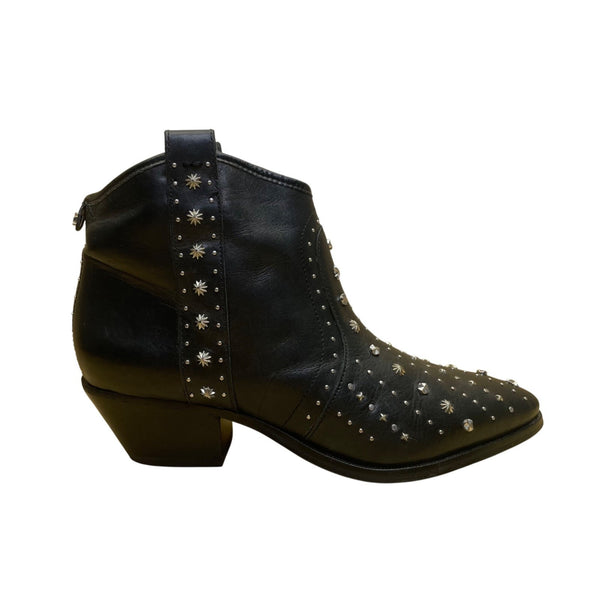 Sam Edelman Women’s Black Leather Studded Star Details Ankle Boots Size 7M