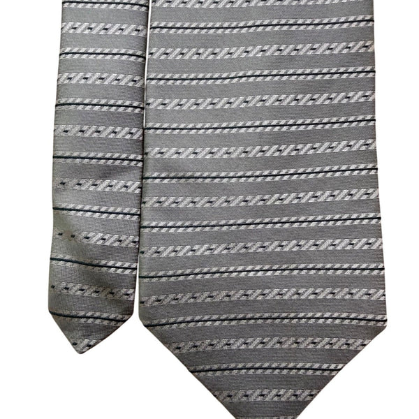 Jones New York Mens Gray 100% Silk Striped Necktie Elegant Pattern Classic Style