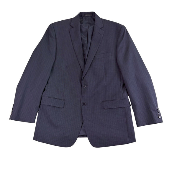 Calvin Klein Mens Navy Wool Blazer Jacket Slim Fit Checkered Two-Button Sz 40R