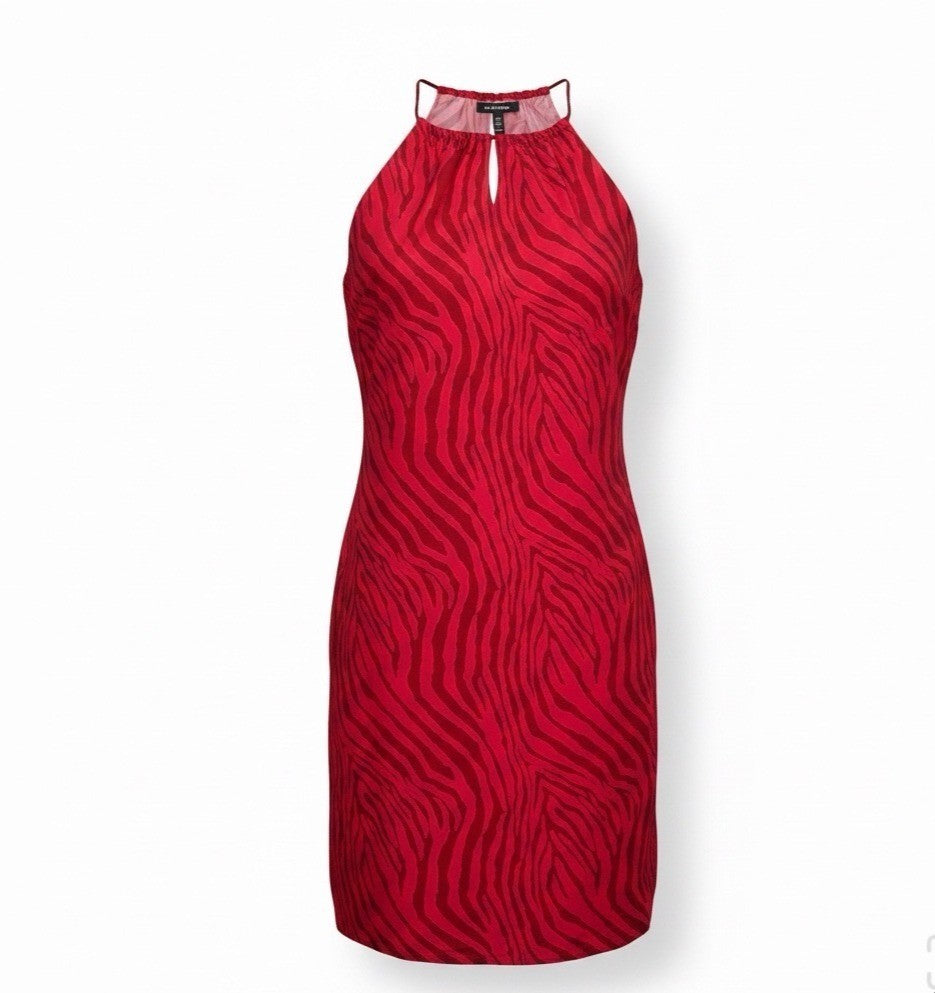 Express Womens Red Polyester Halter Neck Zebra Print Mini Dress Size 3/4 Lined