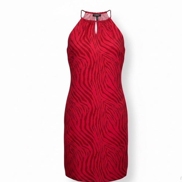 Express Womens Red Polyester Halter Neck Zebra Print Mini Dress Size 3/4 Lined
