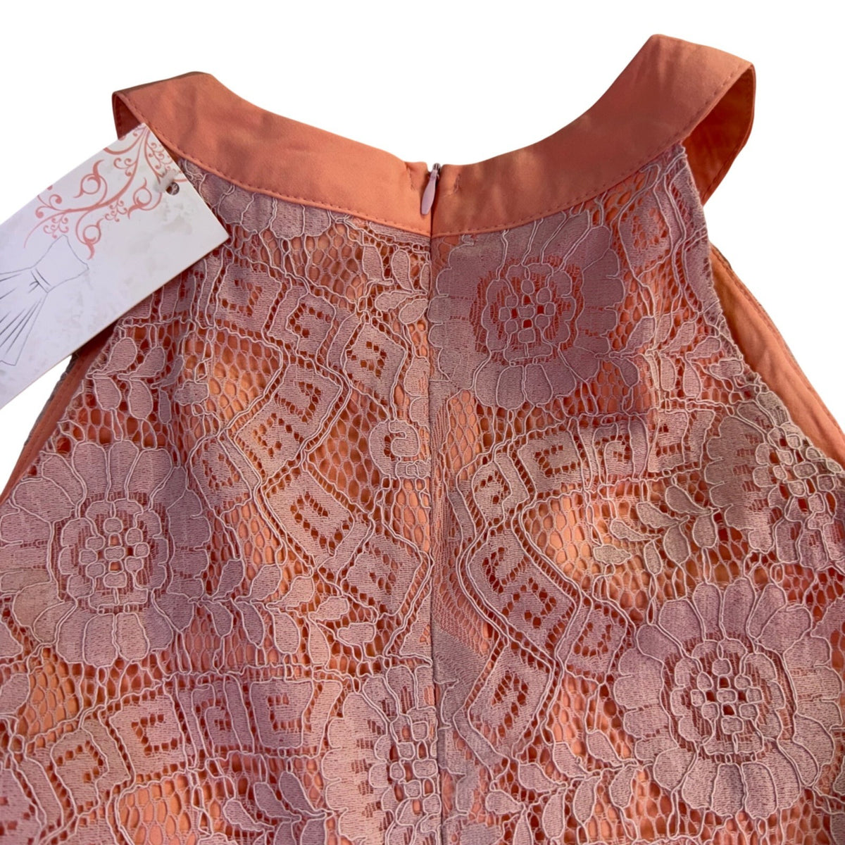 Acevog Womens Peach Lace Sleeveless High-Low Dress Size M