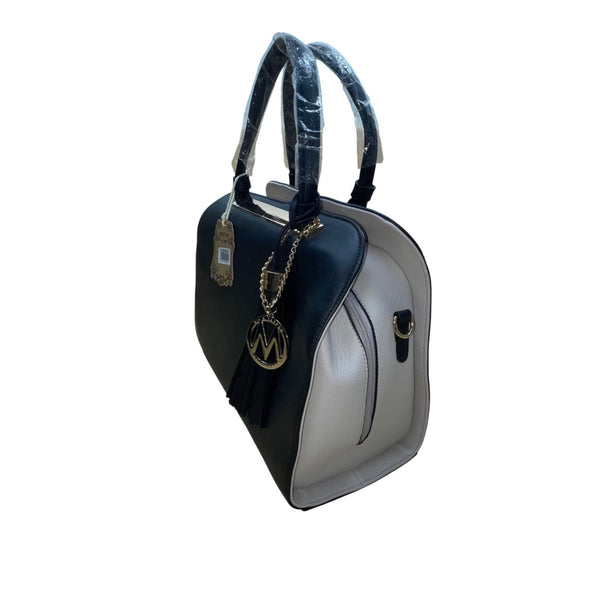 Alyssa Women’s Black Faux Leather Gold & Tassel Charm Mia K Farrow Satchel Bag