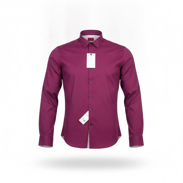 Alfani Mens Purple Cotton Blend Slim Fit Stretch Dress Shirt Size L 16-16.5