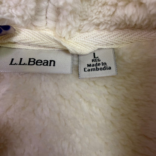 L.L.Bean Womens Burgundy Cotton Blend Sherpa-Lined Cardigan Jacket Size L