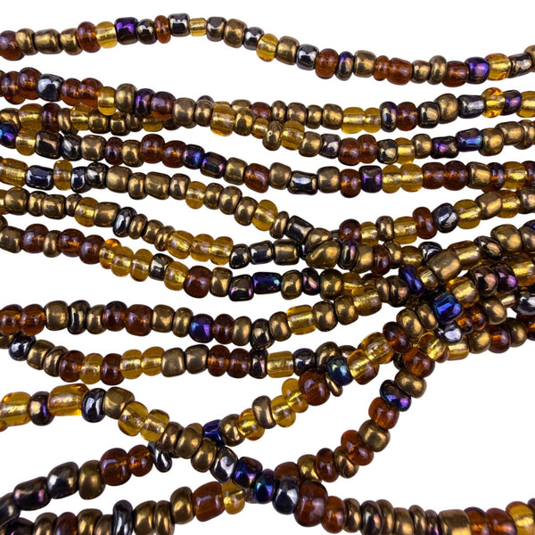 Womens Brown Gold Glass Bead Necklace Necklace 12 Strands