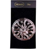 Monet Womens Silver Tone Metal Sunburst Brooch Vintage Filigree Circular Design