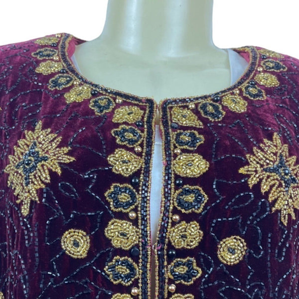 Vtg Adrianna Papéll Women’s Red Volero Velvet with Sequin Beads Sz XS