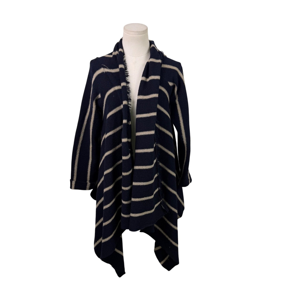 Zara Womens Navy Striped Open Front Cardigan Sweater Sz M
