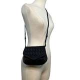 Vintage Handmade Women’s Black Quilted Woven Strap Crossbody Clutch Size S