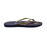 Havaianas Women’s Navy & Gold Peafowl Feather Print Slim Flip Flops Size 9US