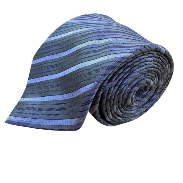 Kenneth Cole Mens Grey/Blue Silk Handmade Striped Tie Business Formal