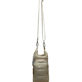 WanderFull Women’s Ivory Glossy Quilted Crossbody Hydrobag With Adjustable Strap