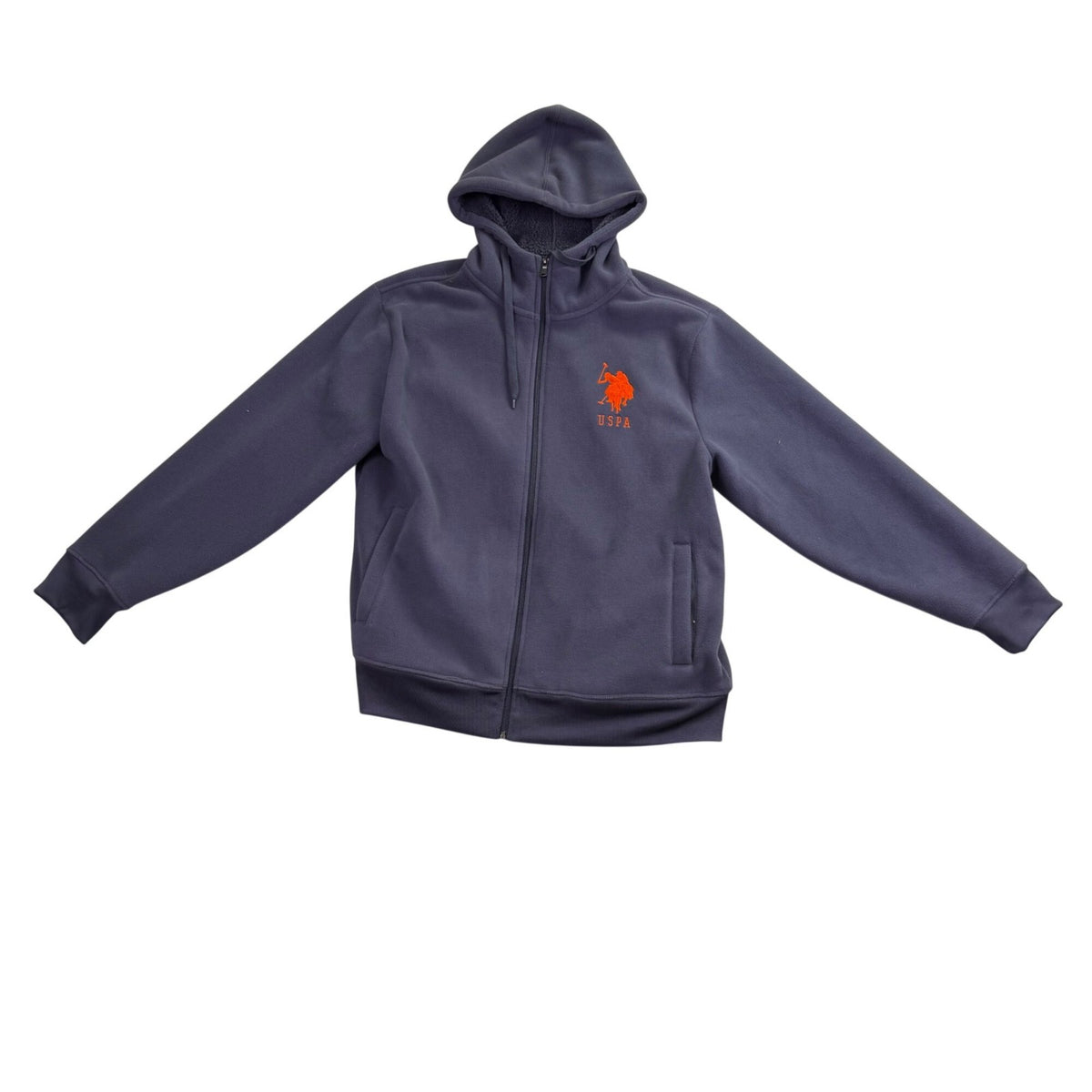 U.S. Polo Assn. Mens Navy Full-Zip Hoodie With Logo Embroidery Size L