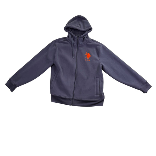 U.S. Polo Assn. Mens Navy Full-Zip Hoodie With Logo Embroidery Size L